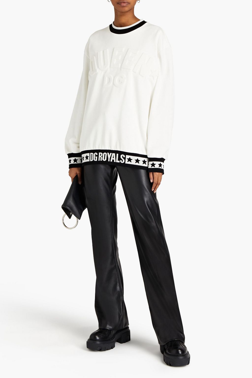 DOLCE&GABBANA Embossed French cotton-blend terry sweatshirt