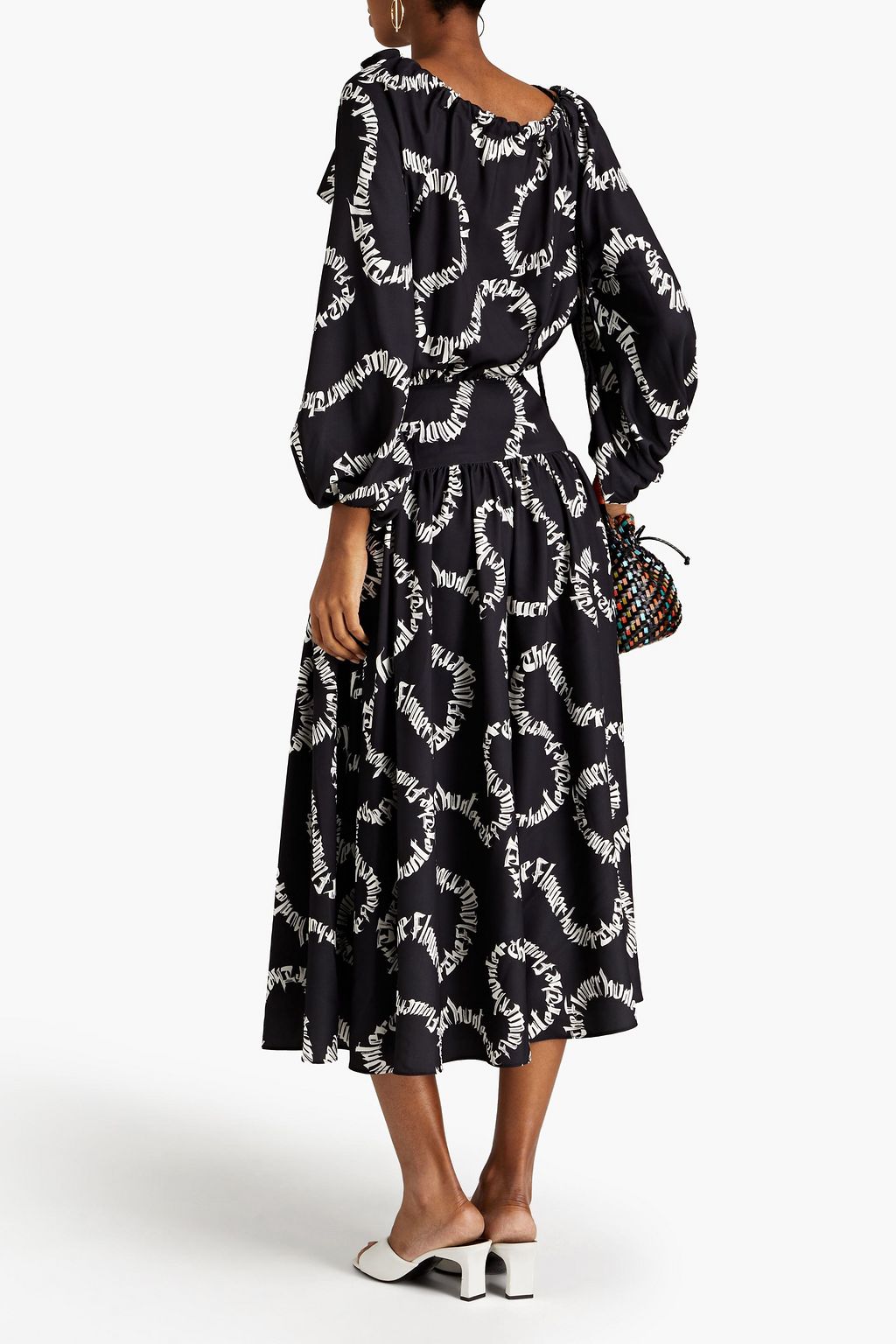 ZIMMERMANN Gathered printed twill midi dress