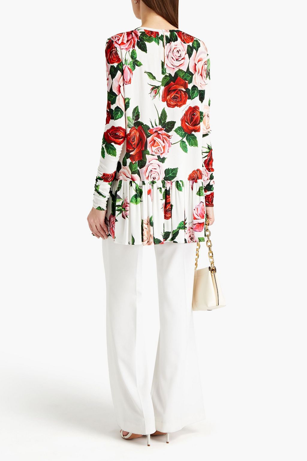 White Gathered floral-print crepe top | DOLCE & GABBANA | THE OUTNET