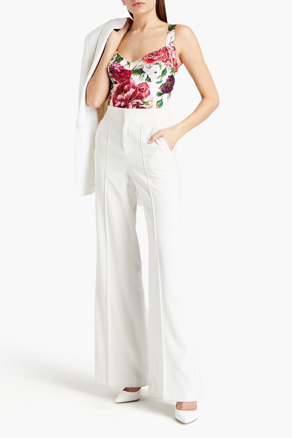 DOLCE&GABBANA Floral-jacquard bustier top