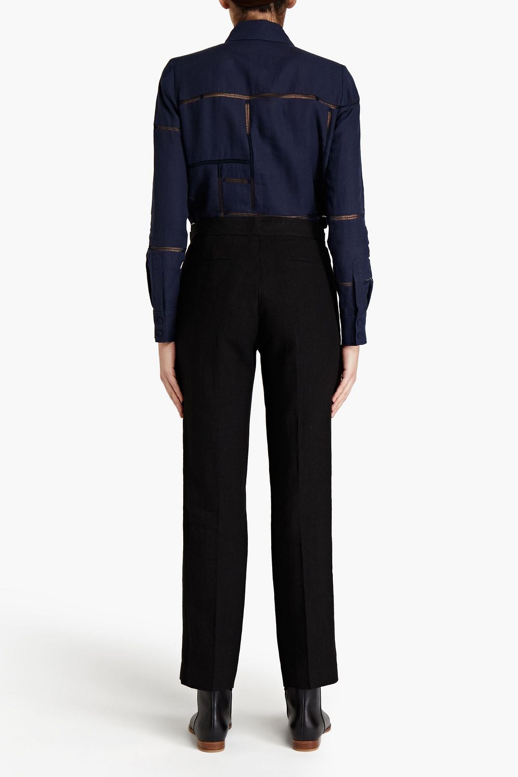 GABRIELA HEARST Taj lattice-trimmed linen shirt