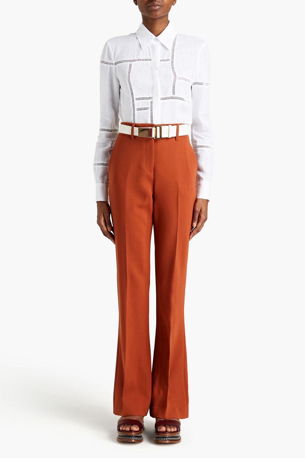 GABRIELA HEARST Taj lattice-trimmed linen shirt