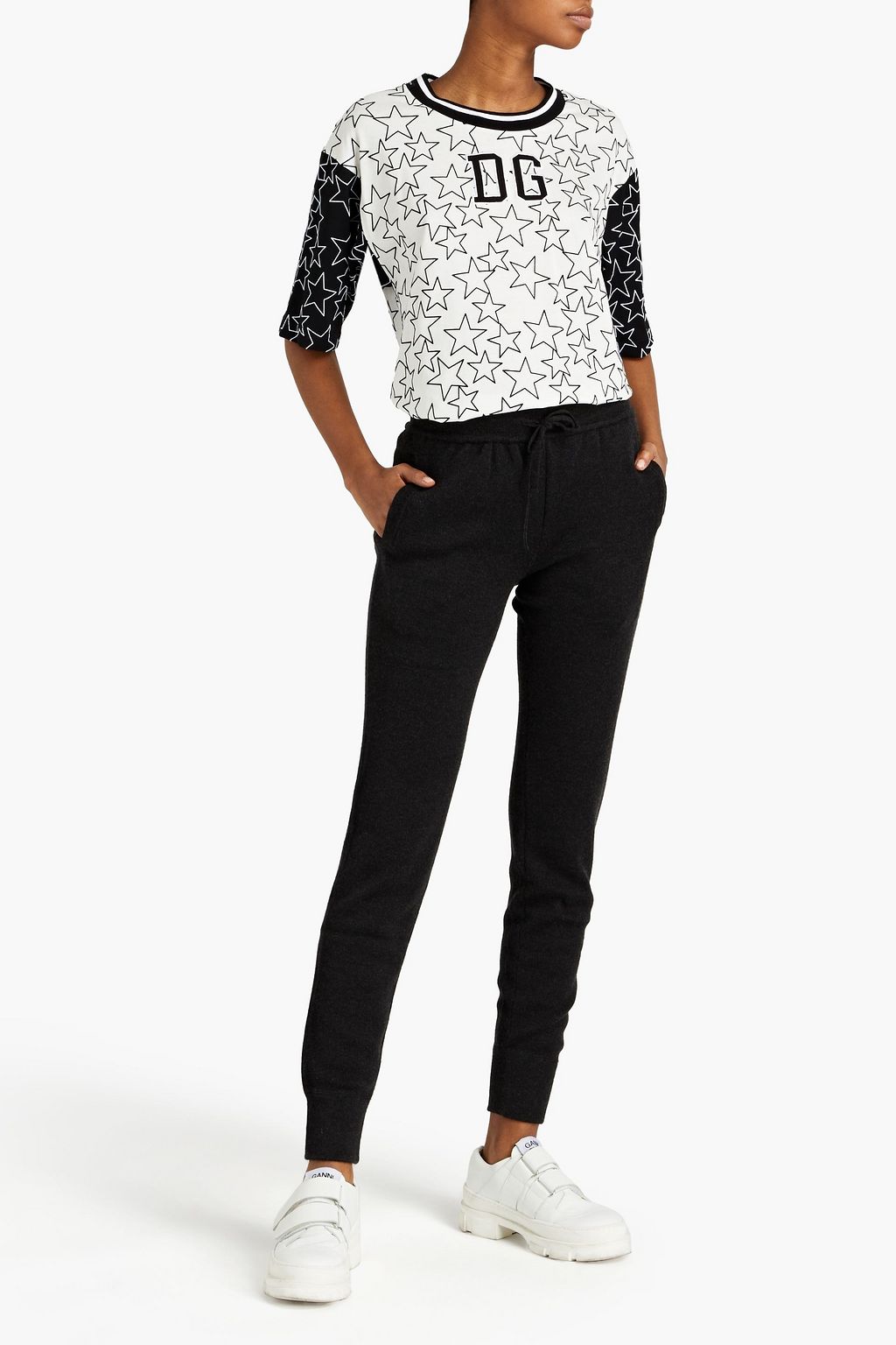DOLCE&GABBANA Appliquéd flocked printed cotton-jersey T-shirt