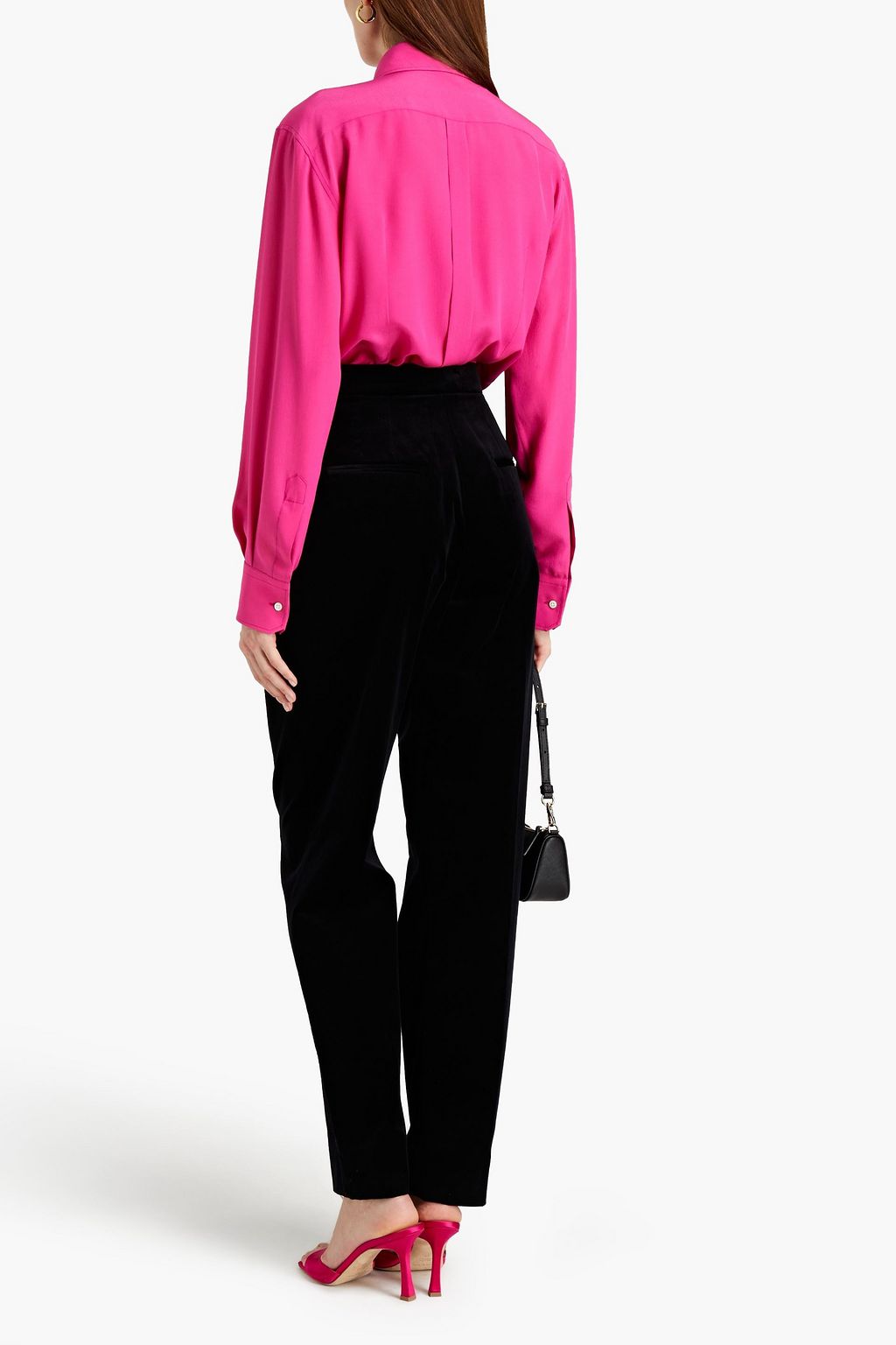 DOLCE&GABBANA Pleated cotton-velvet tapered pants