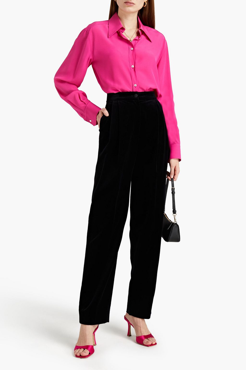 DOLCE&GABBANA Pleated cotton-velvet tapered pants