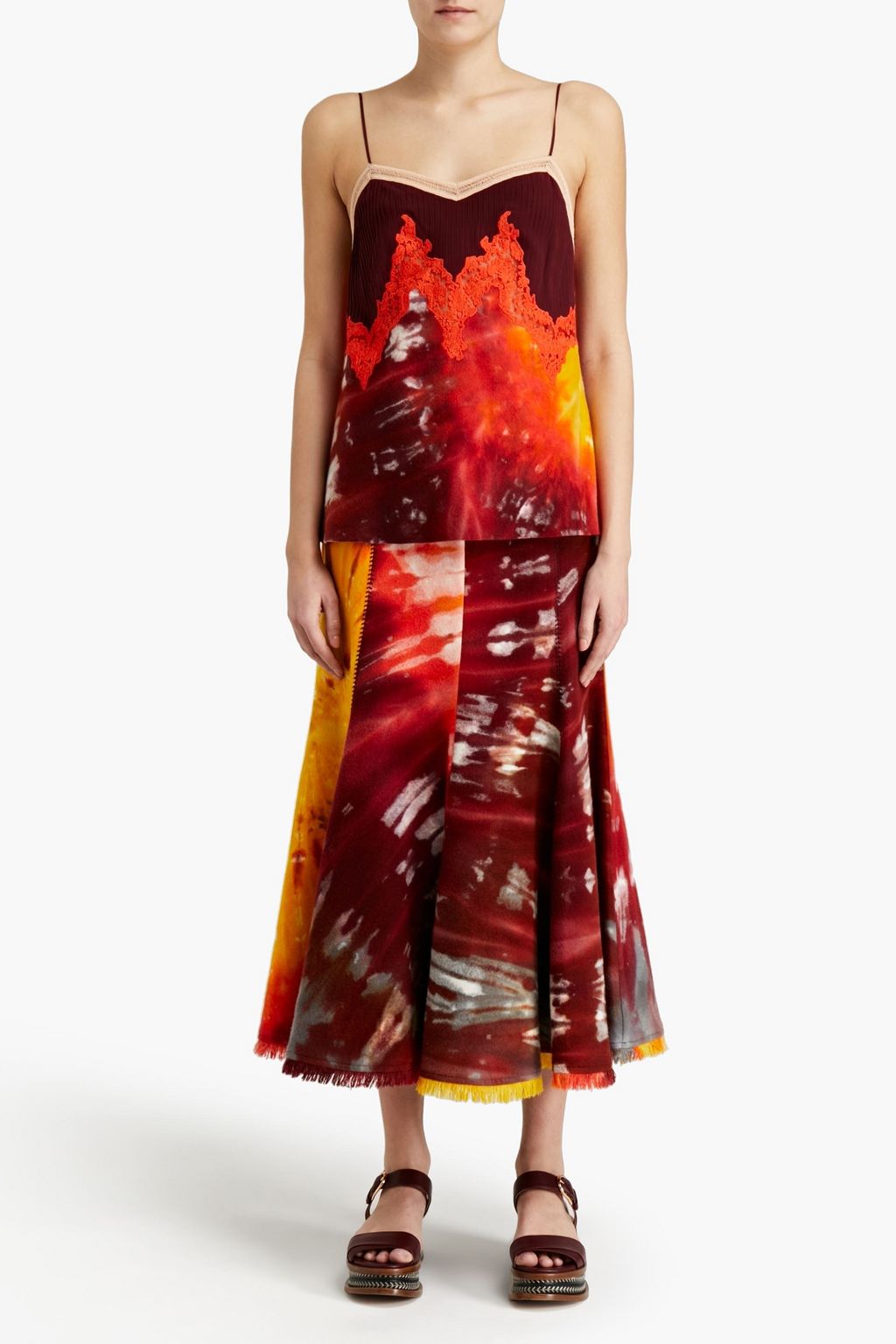 GABRIELA HEARST Amy frayed printed cashmere midi skirt