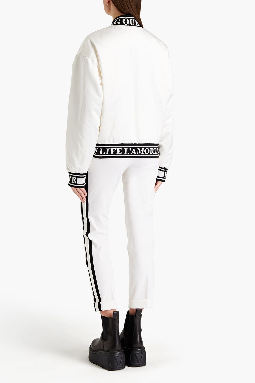 DOLCE&GABBANA Appliquéd quilted silk-blend satin jacket