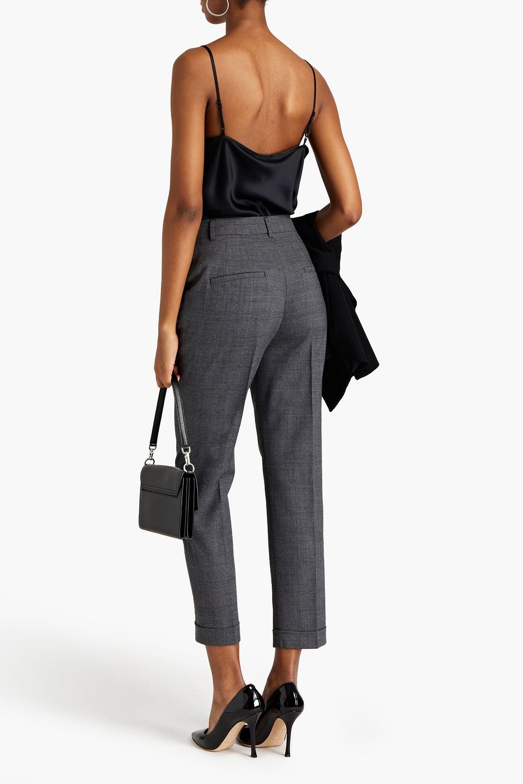 DOLCE&GABBANA Cropped Prince of Wales checked wool-blend tapered pants