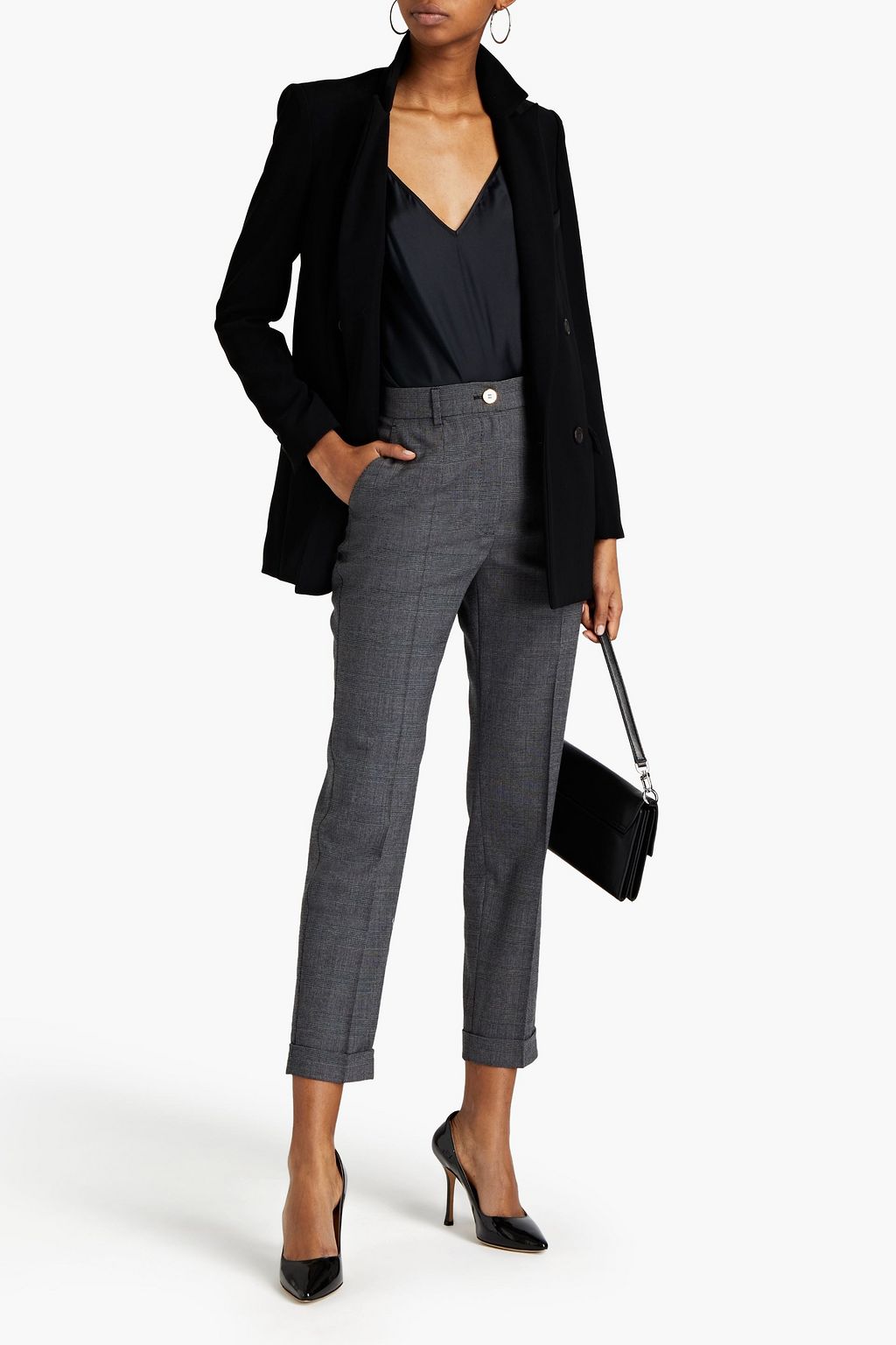 DOLCE&GABBANA Cropped Prince of Wales checked wool-blend tapered pants