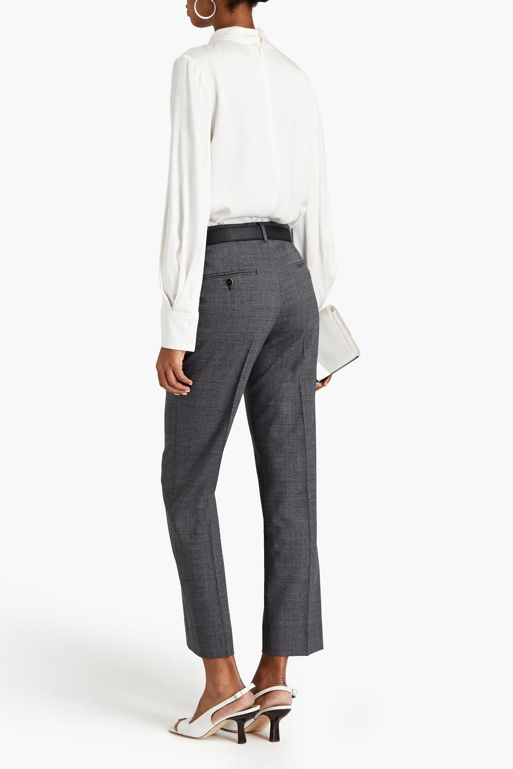 DOLCE&GABBANA Cropped Prince of Wales checked wool-blend tapered pants