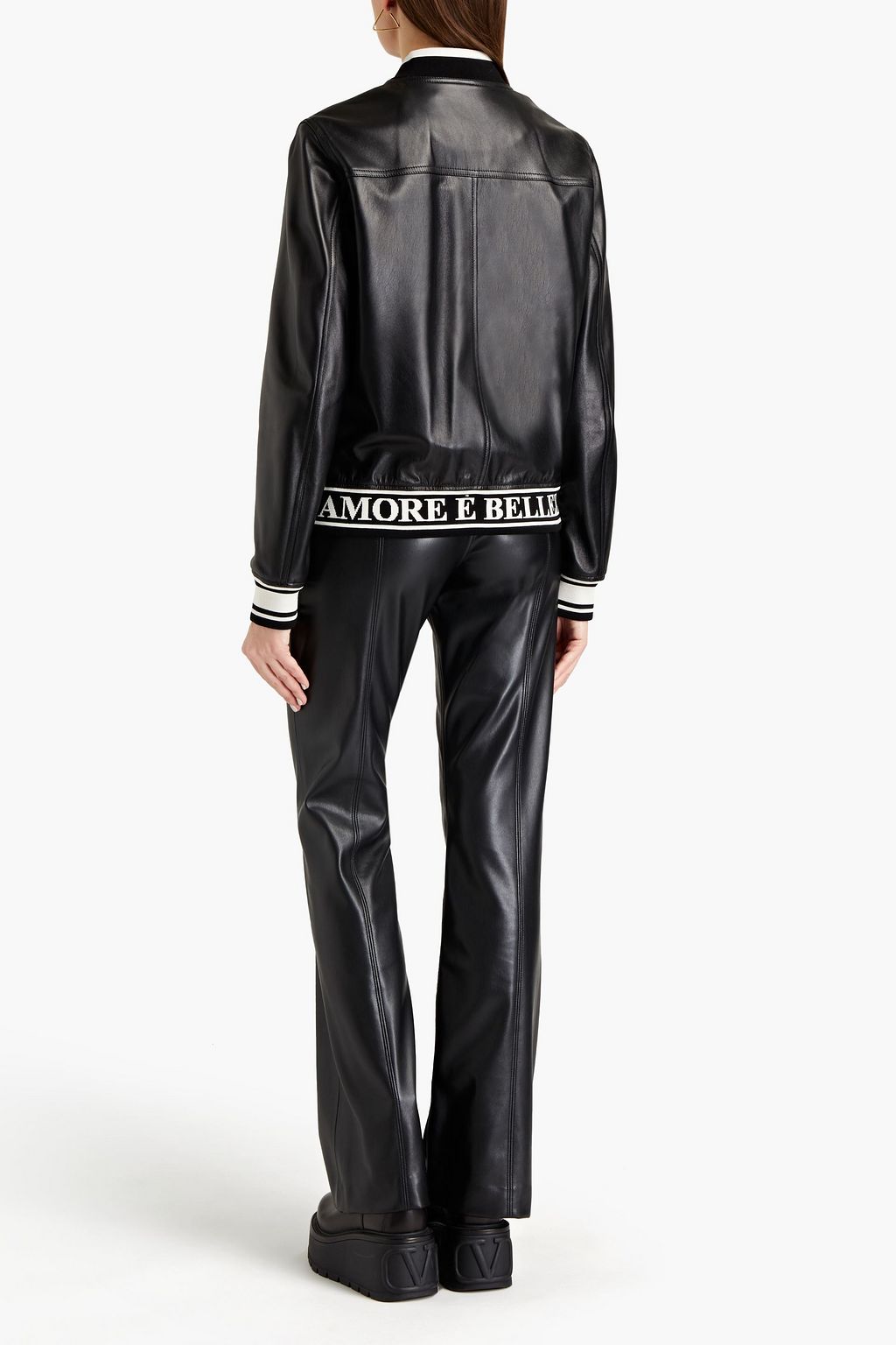 DOLCE&GABBANA Appliquéd leather bomber jacket