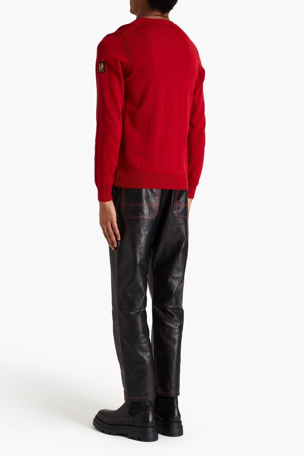 BELSTAFF Slim-fit logo-appliquéd cotton and silk-blend sweater
