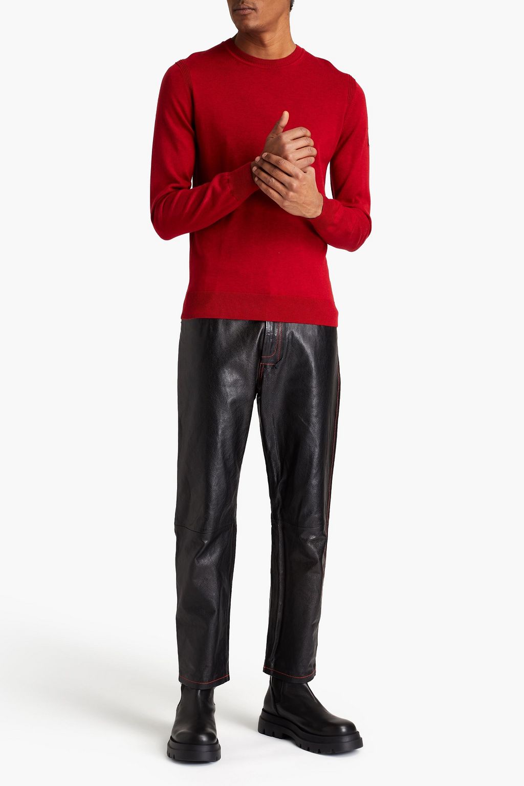BELSTAFF Slim-fit logo-appliquéd cotton and silk-blend sweater