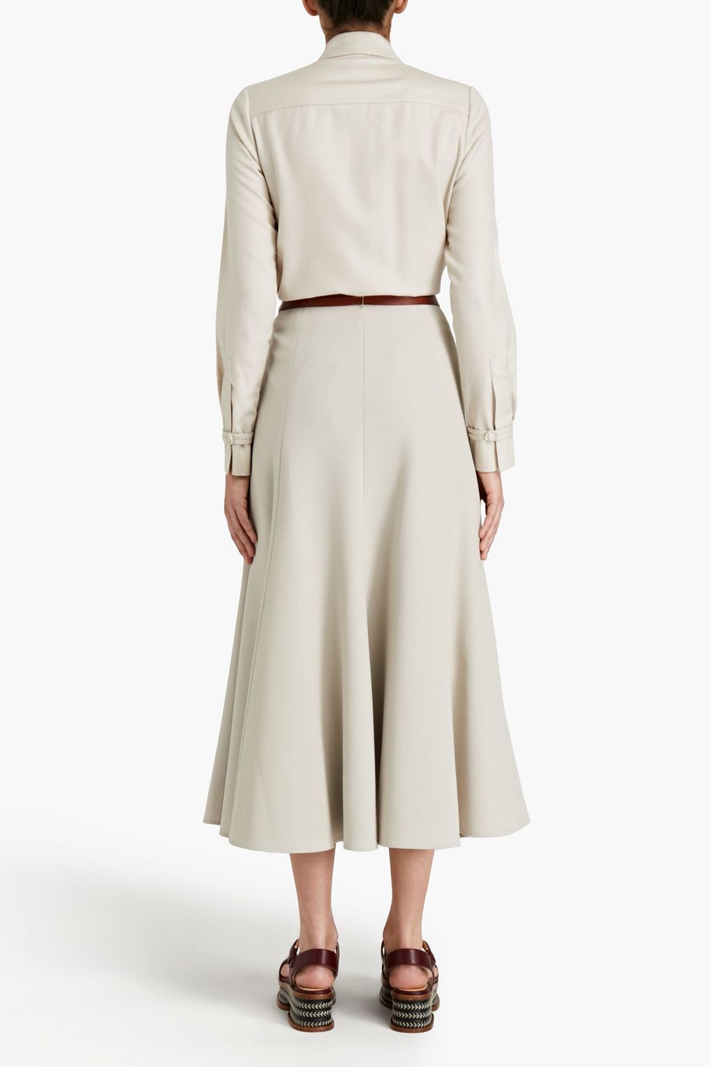 GABRIELA HEARST Max belted wool-crepe midi skirt
