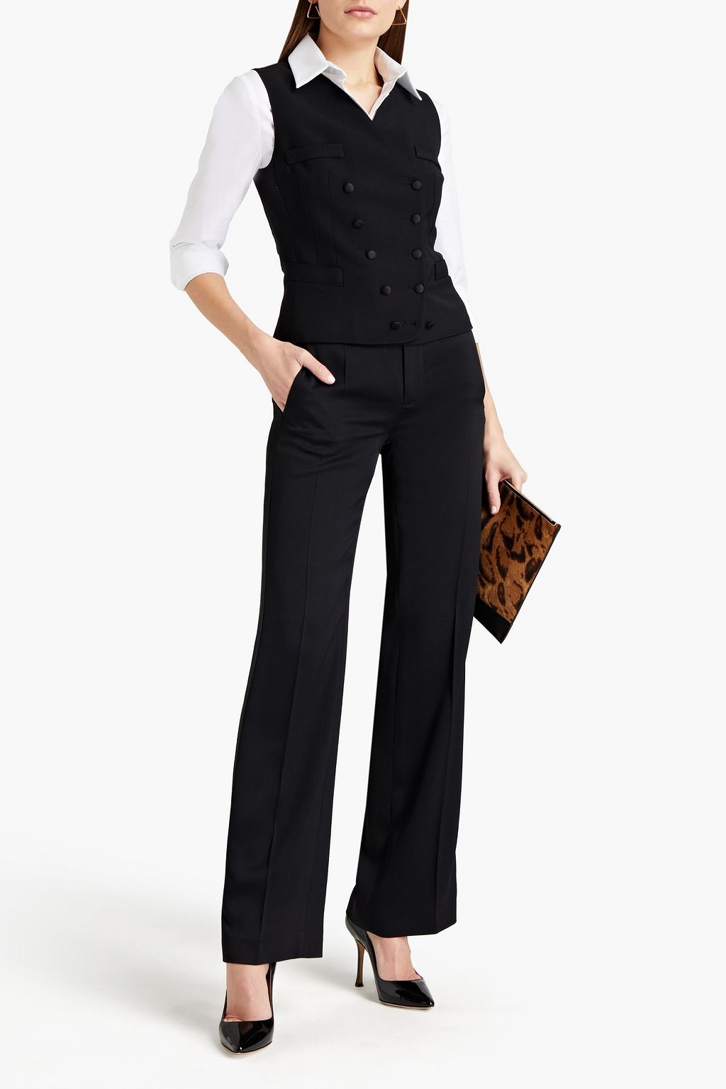 DOLCE&GABBANA Double-breasted wool-blend twill vest