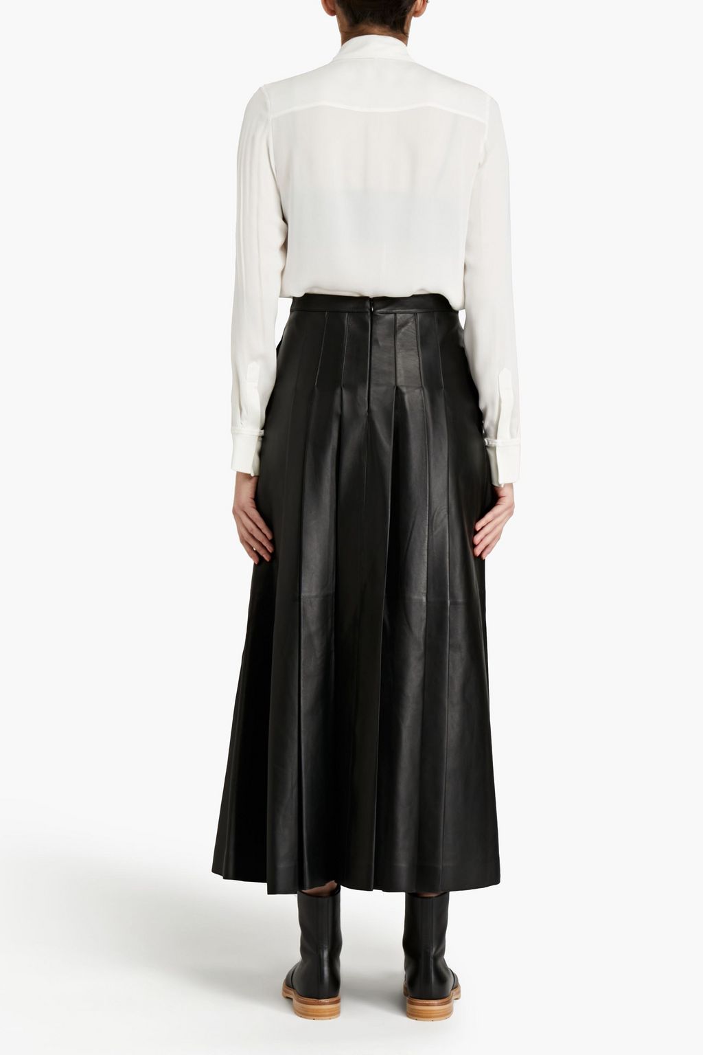 GABRIELA HEARST Pleated leather midi skirt