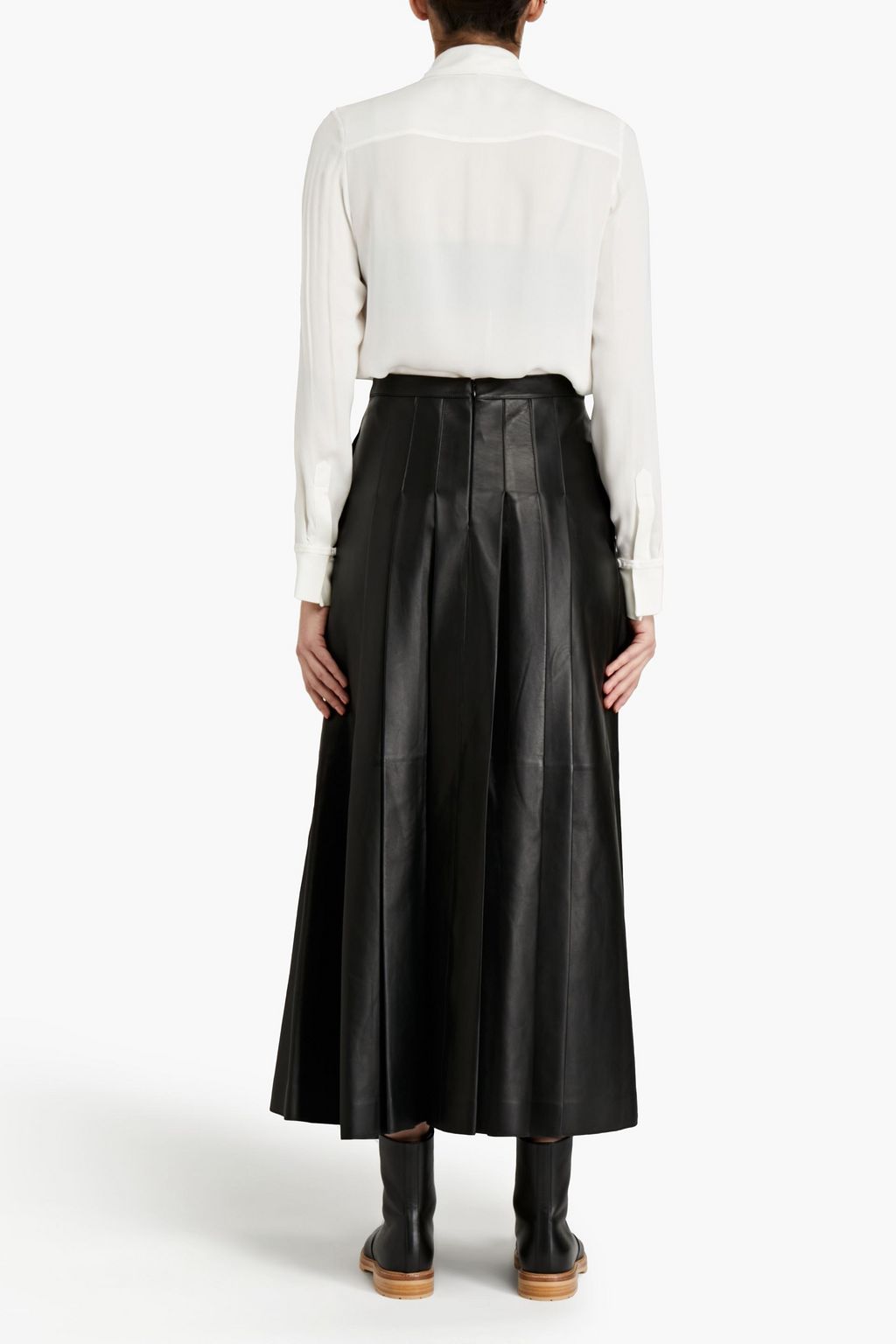 GABRIELA HEARST Pleated leather midi skirt | THE OUTNET