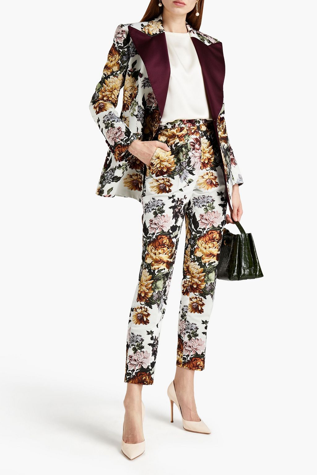 DOLCE&GABBANA Floral-jacquard tapered pants