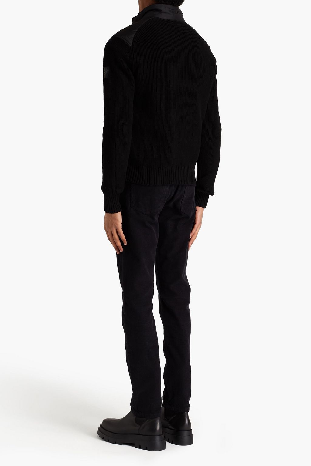 BELSTAFF Slim-fit leather-trimmed cotton-corduroy pants