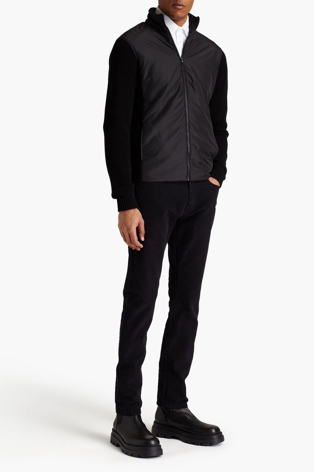 BELSTAFF Slim-fit leather-trimmed cotton-corduroy pants