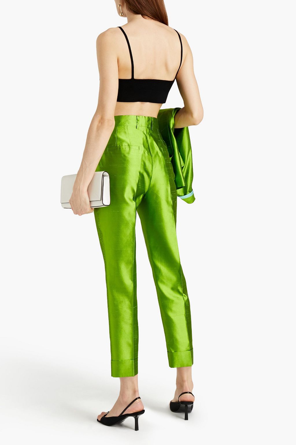 DOLCE&GABBANA Cropped silk-dupioni tapered pants