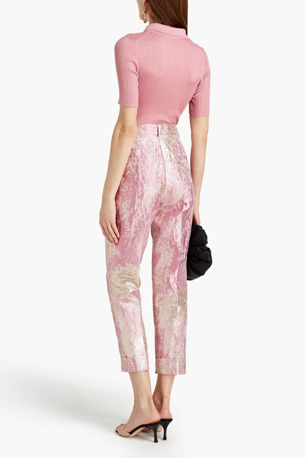 DOLCE&GABBANA Cropped metallic brocade tapered pants