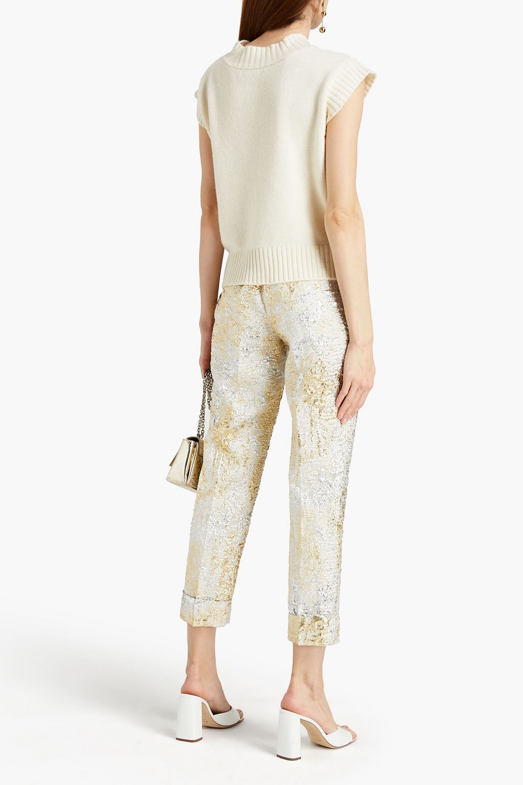 DOLCE&GABBANA Cropped metallic brocade tapered pants