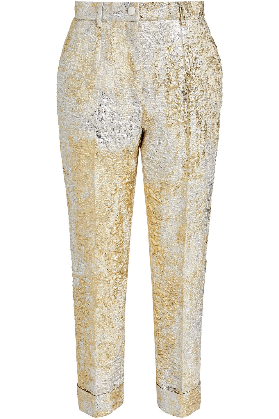 dolce & gabbana - cropped metallic brocade tapered pants - metallic - it 38