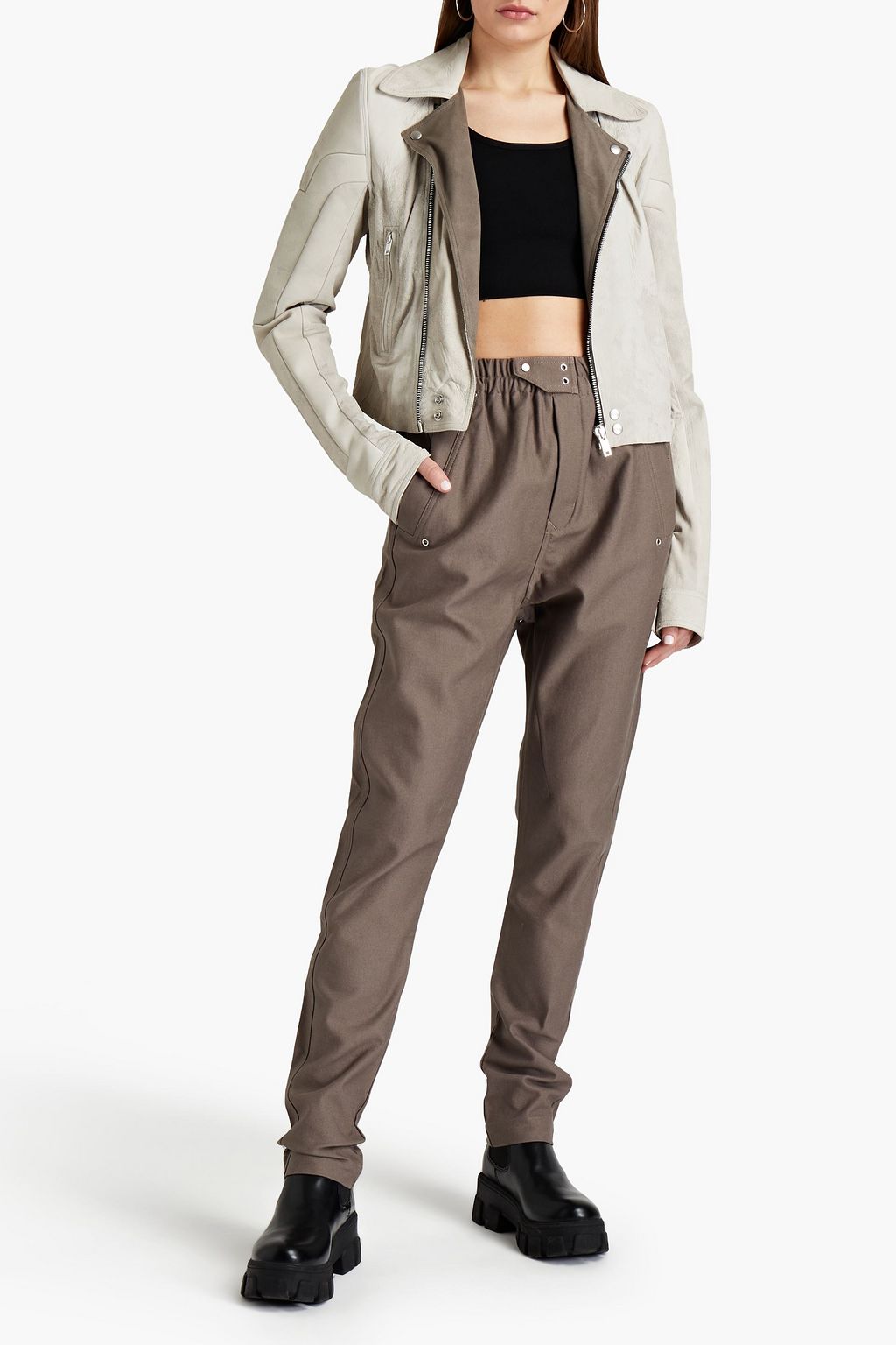 RICK OWENS Performa Stooges distressed nubuck biker jacket