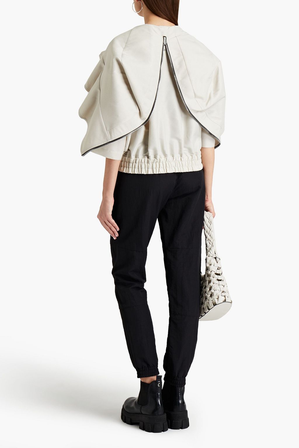 RICK OWENS Ruffled cape-effect jacquard jacket