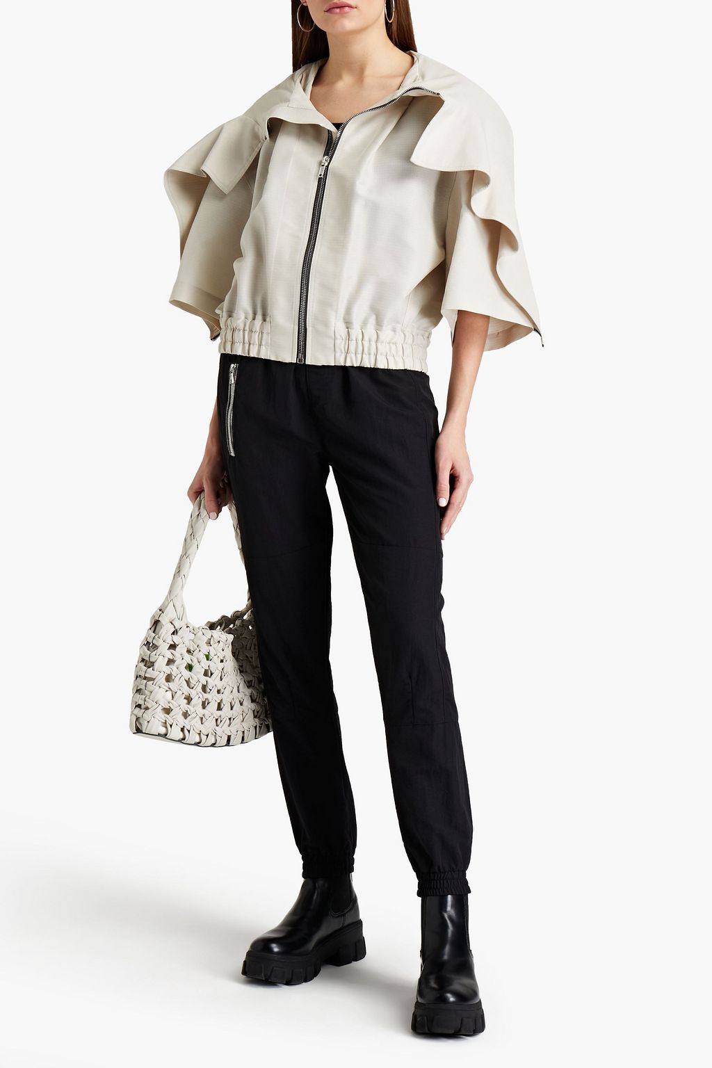 RICK OWENS Ruffled cape-effect jacquard jacket