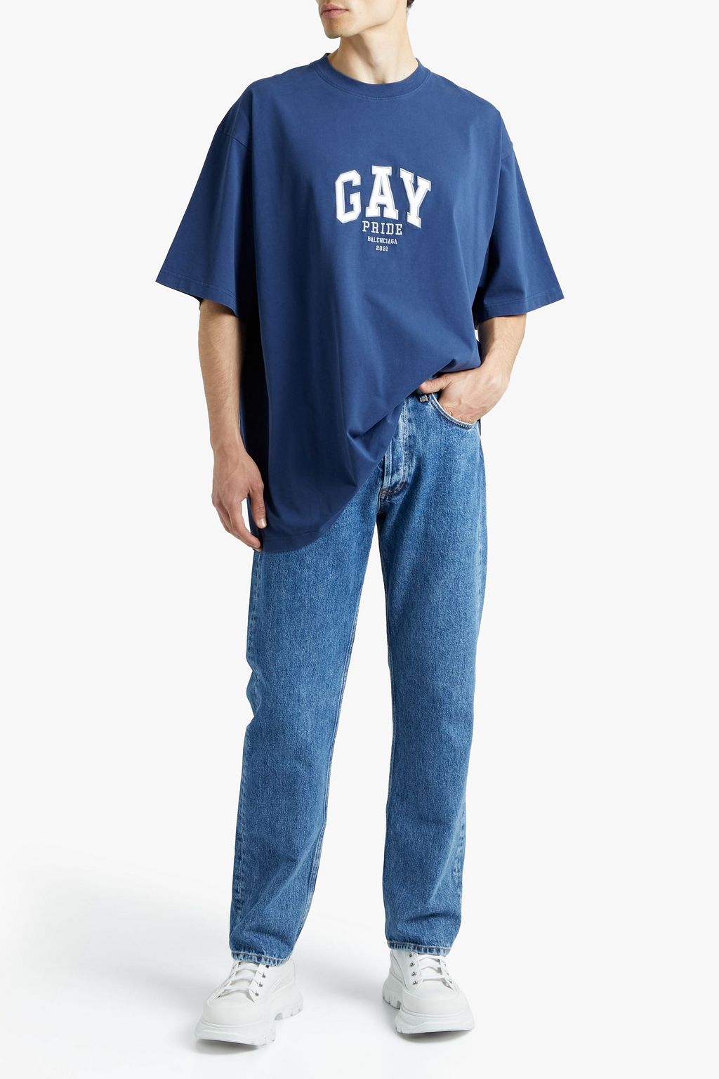 BALENCIAGA T-Shirt aus Baumwoll-Jersey mit Stickereien