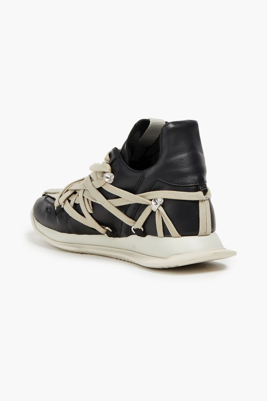 RICK OWENS Megalace Runner grosgrain-trimmed leather sneakers