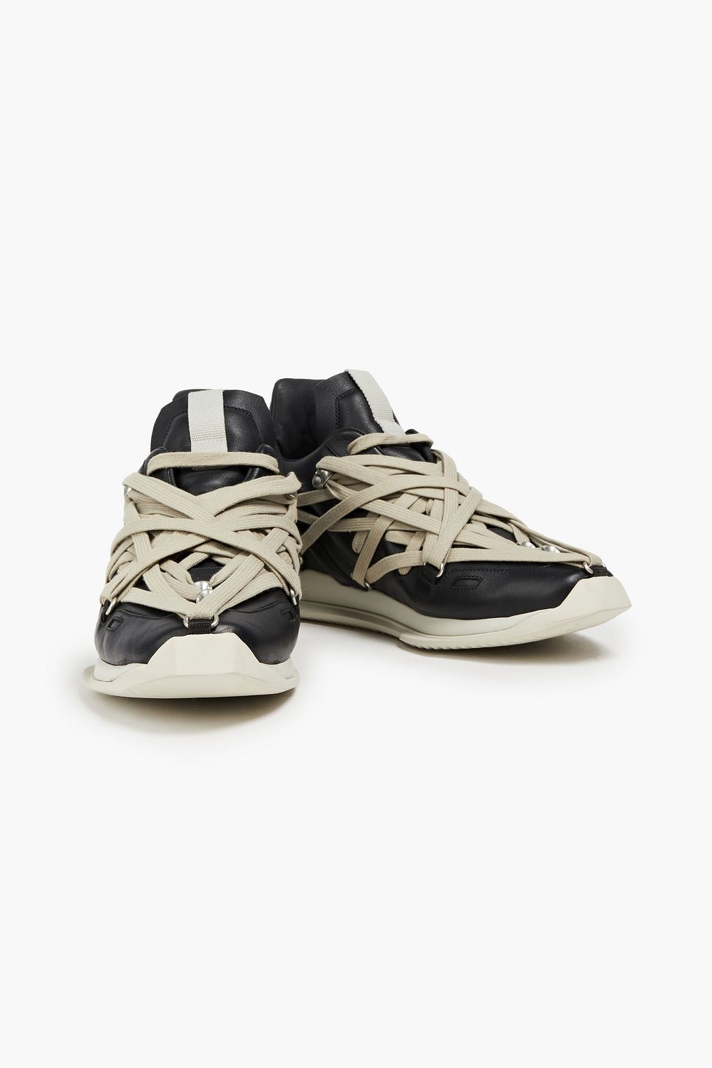 RICK OWENS Megalace Runner grosgrain-trimmed leather sneakers