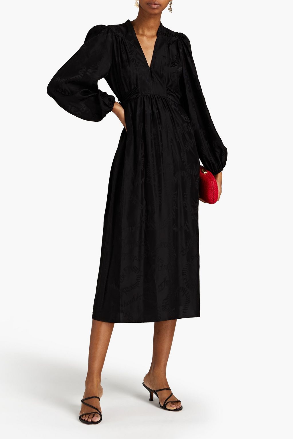 ZIMMERMANN Botanica tie-back gathered silk-satin jacquard midi dress