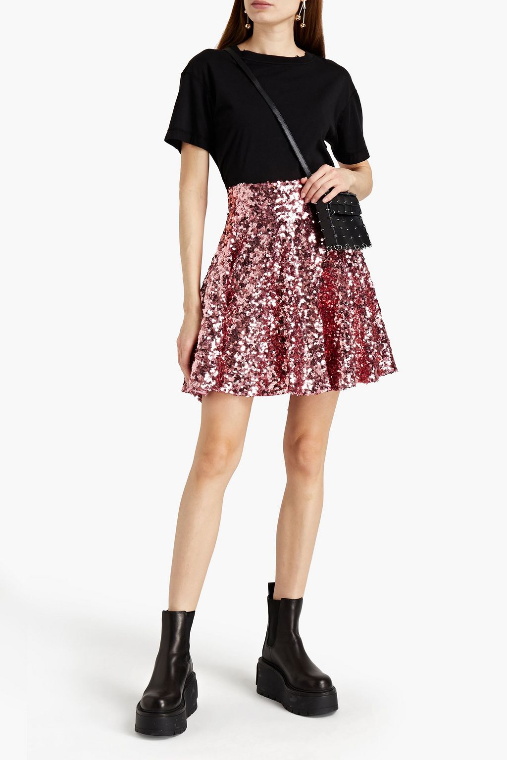 DOLCE&GABBANA Sequined stretch-tulle mini skirt