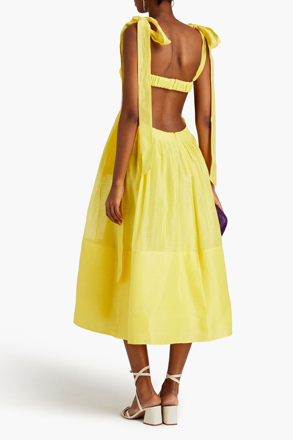 ZIMMERMANN Botanica pleated linen and silk-blend gauze gown