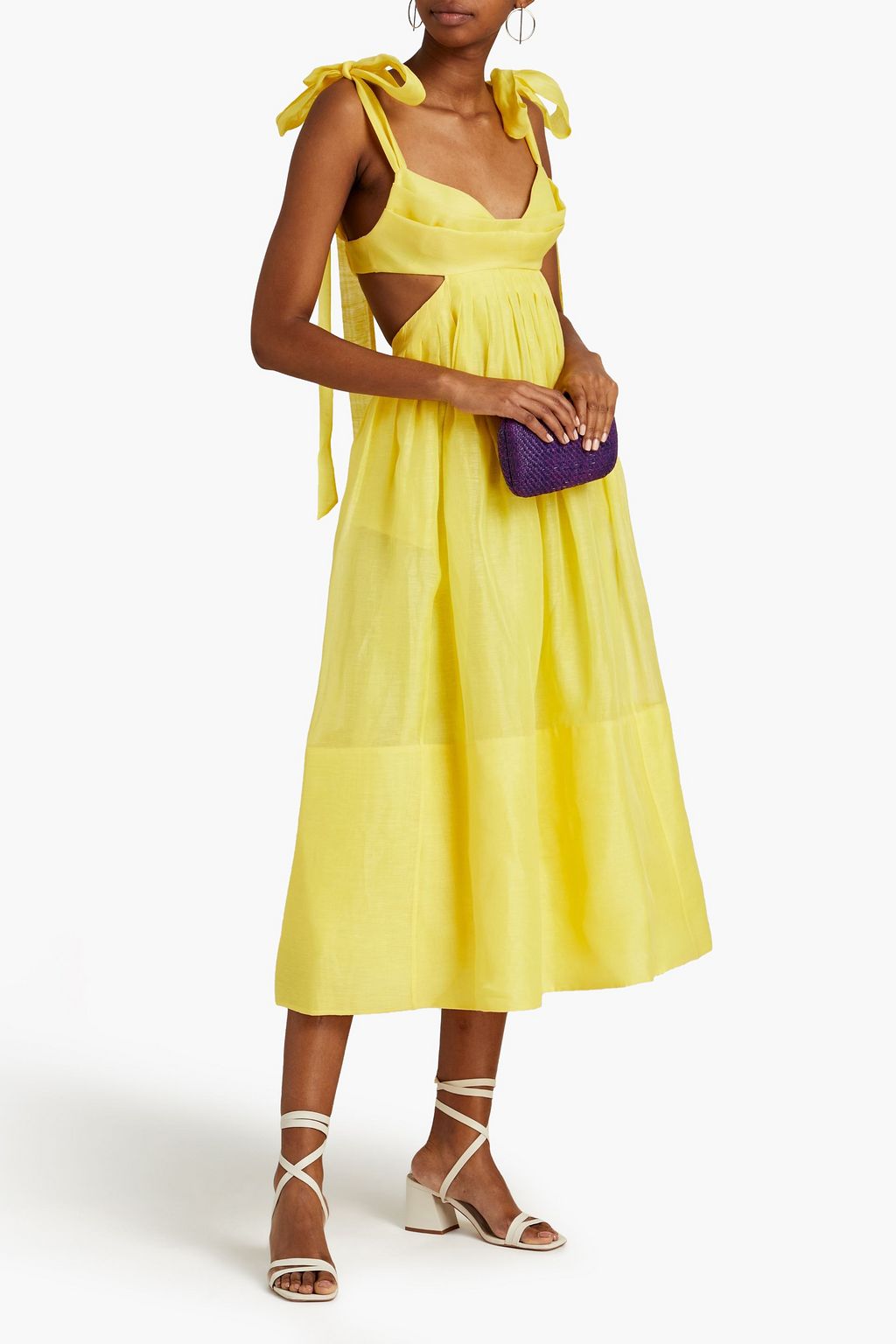 ZIMMERMANN Botanica pleated linen and silk-blend gauze gown