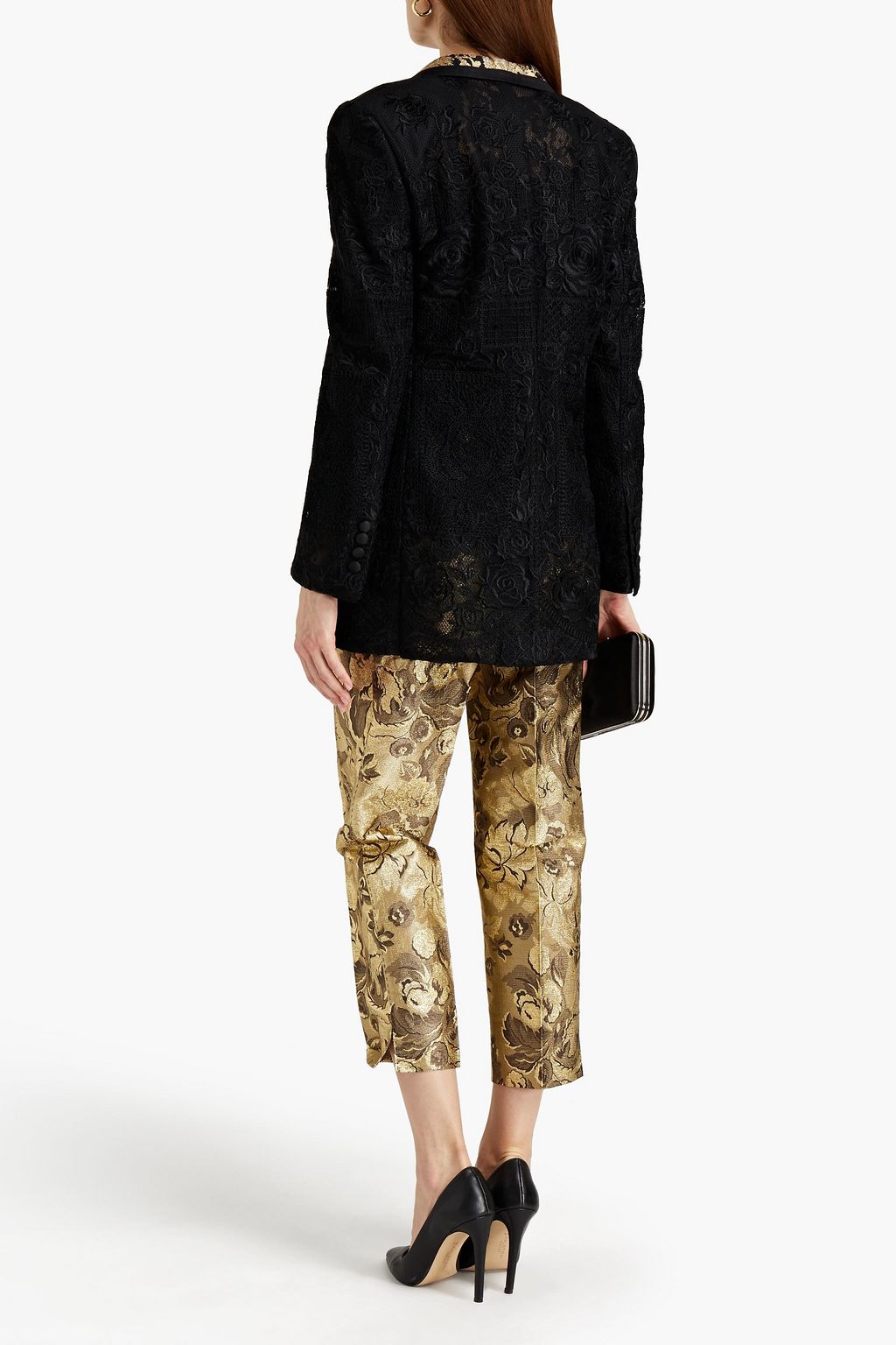 DOLCE&GABBANA Brocade-trimmed embroidered tulle blazer