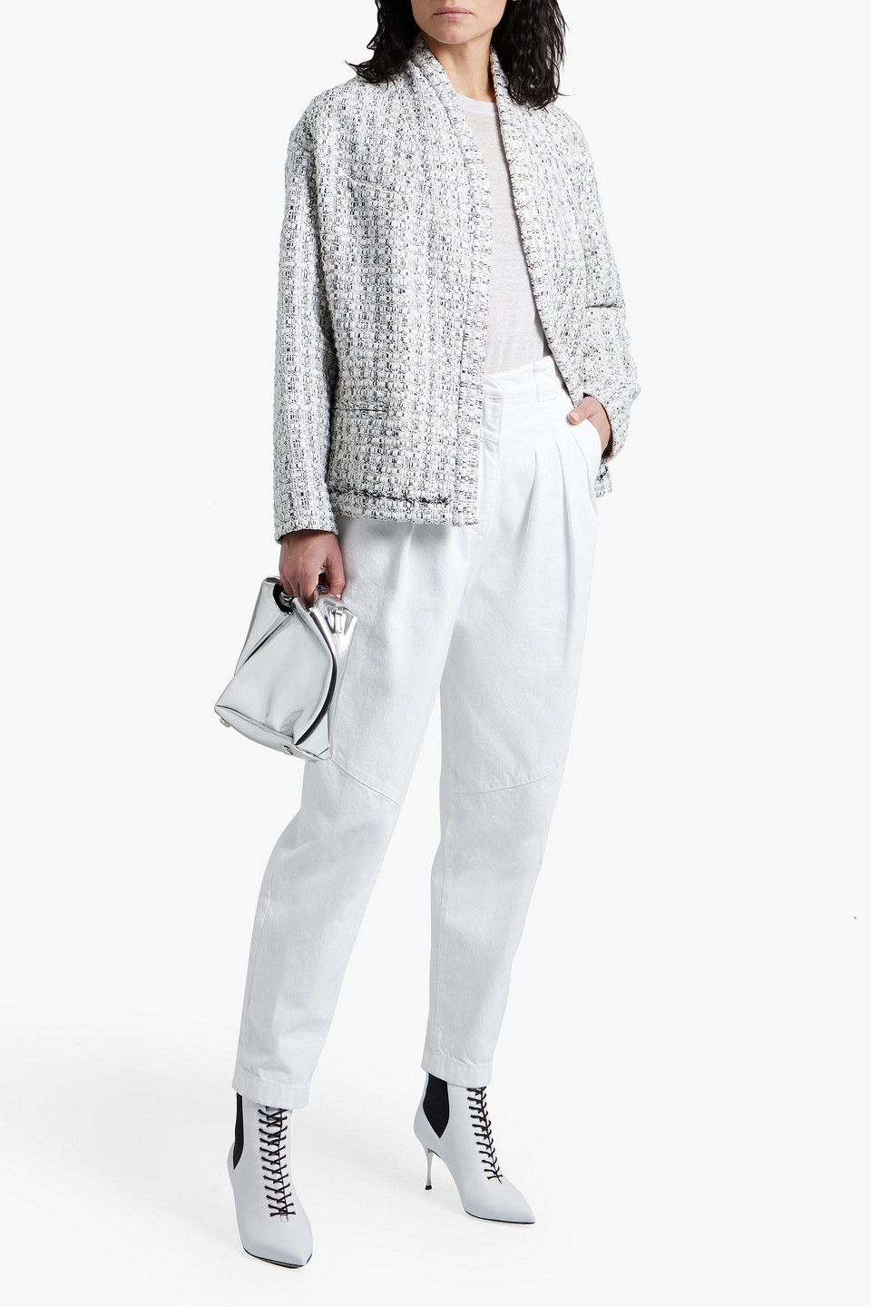 Shop Iro Skiaspe Bouclé-tweed Jacket In White