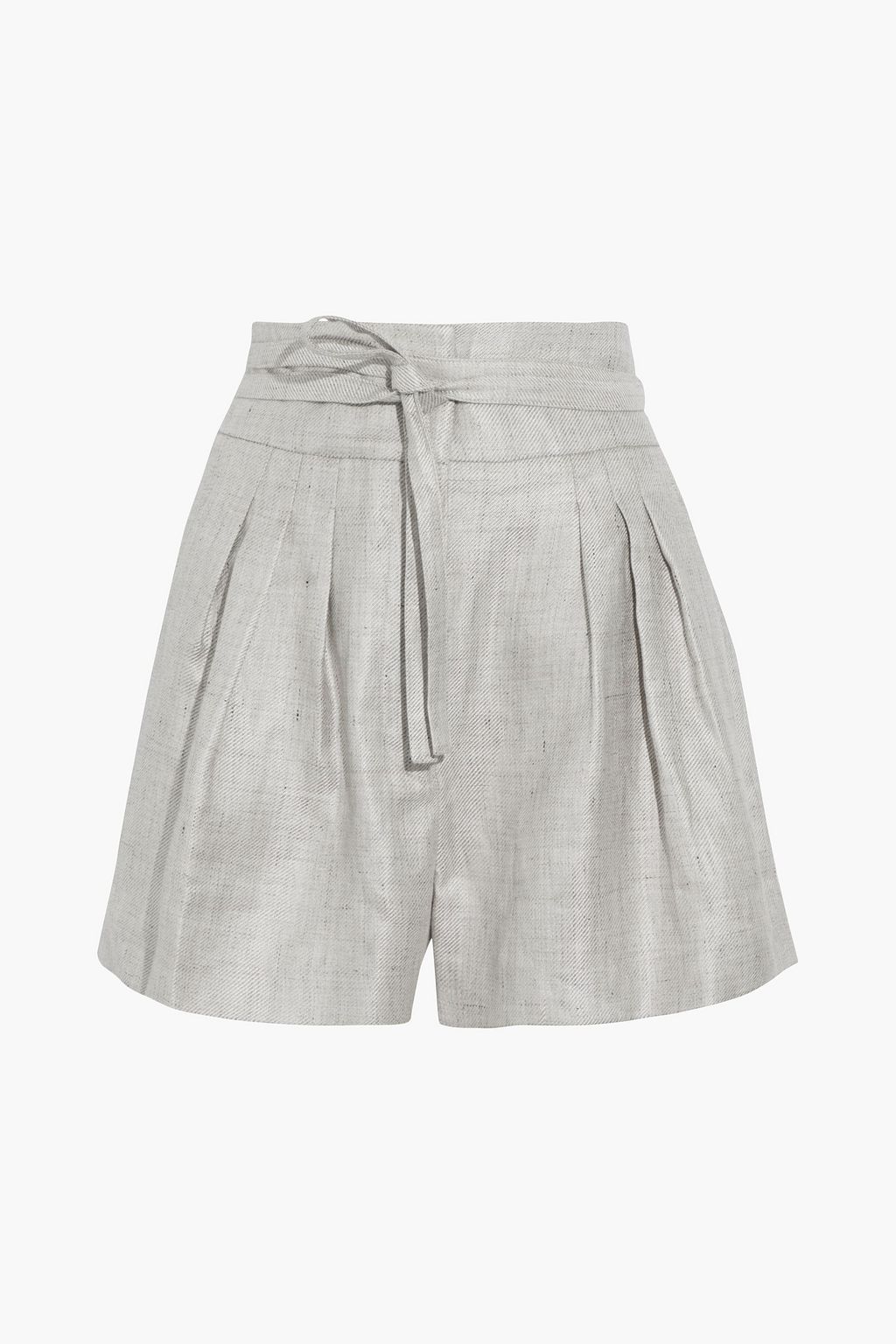 Ecru Lafa belted pleated linen-blend 