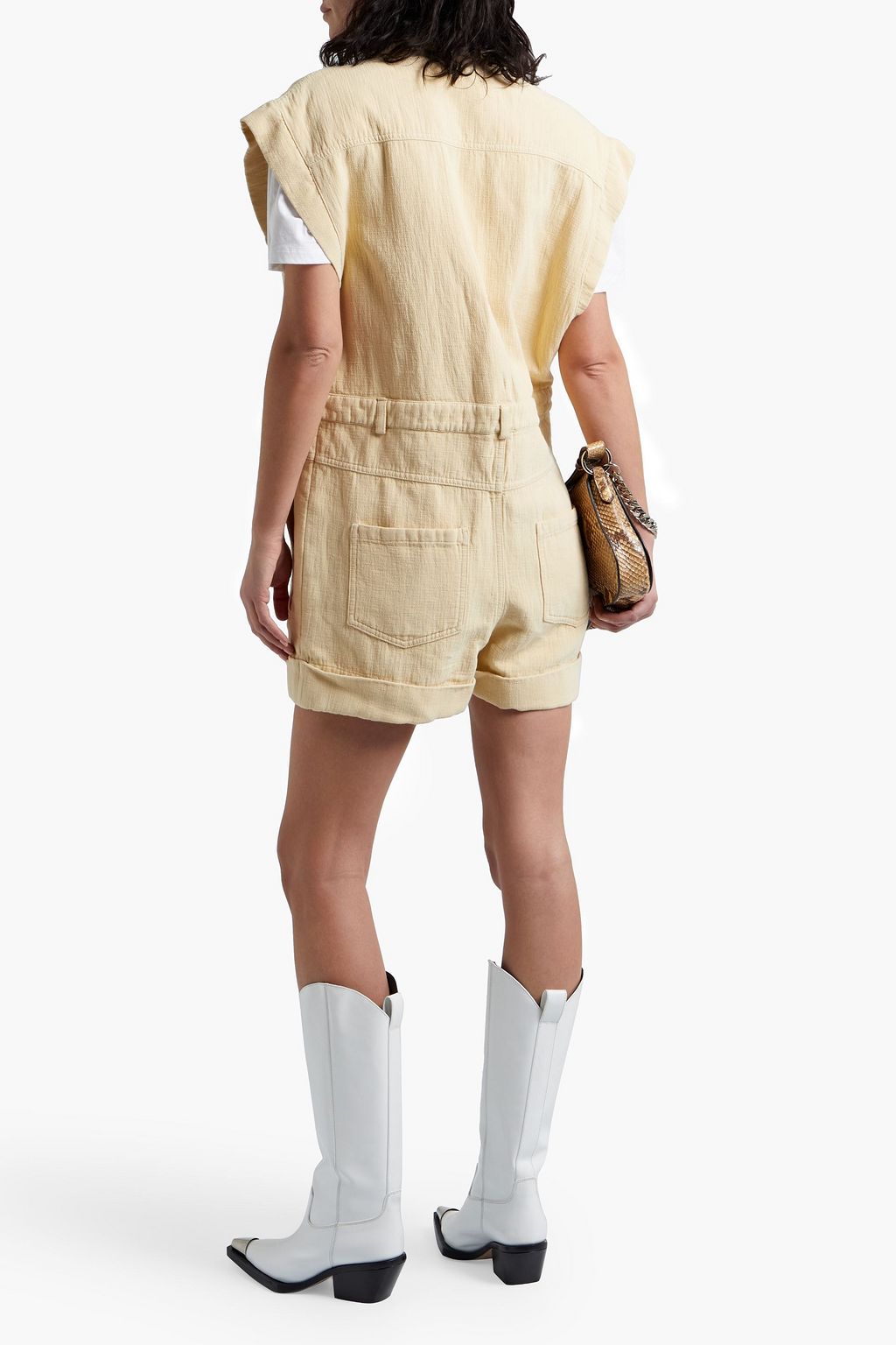 IRO Playa slub cotton and linen-blend playsuit