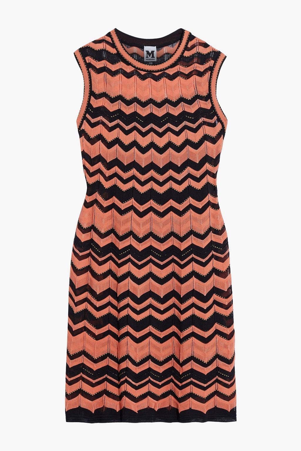 M Missoni - Metallic-trimmed Crochet-knit Mini Dress Orange - It 40