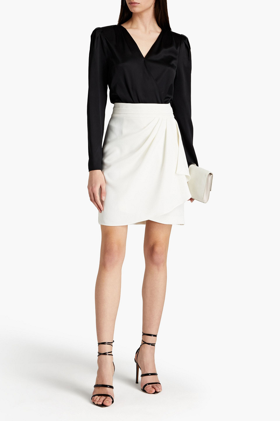 Iro Rama Wrap-effect Crepe Mini Skirt In Ecru