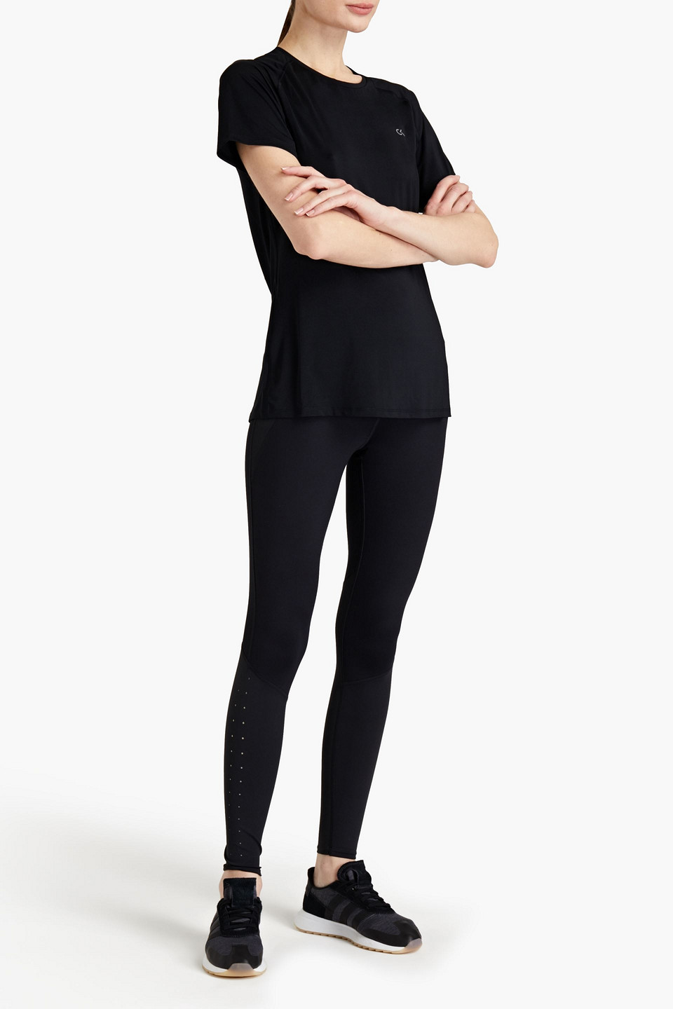 Calvin Klein Performance Printed Stretch-jersey T-shirt In Black