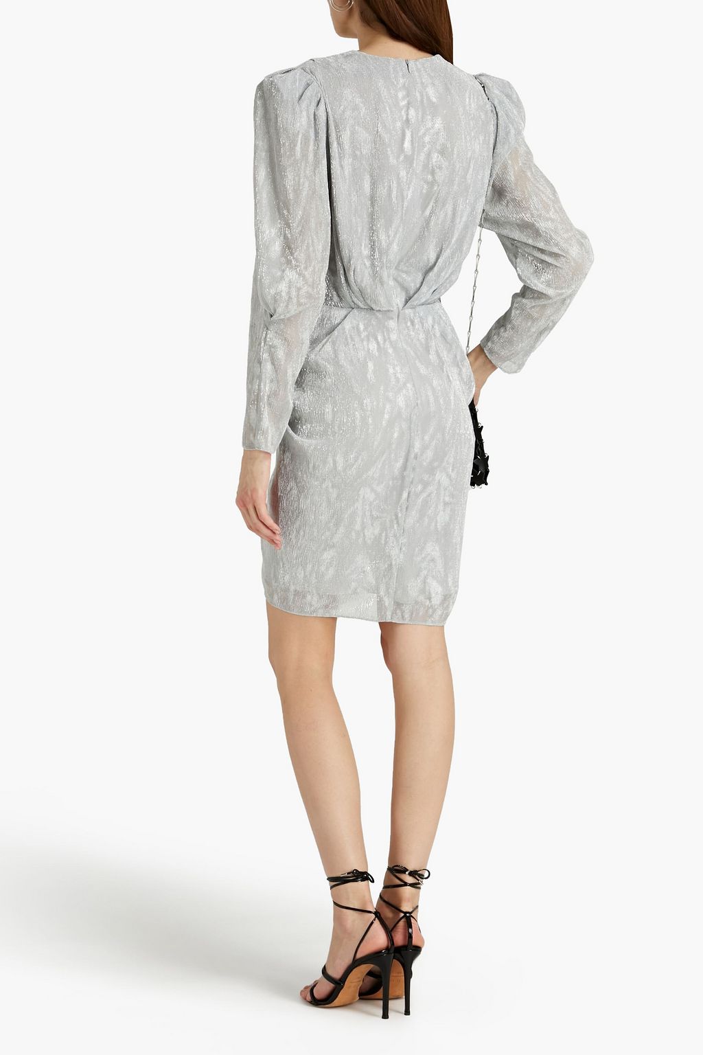 IRO Daz wrap-effect draped metallic knitted mini dress