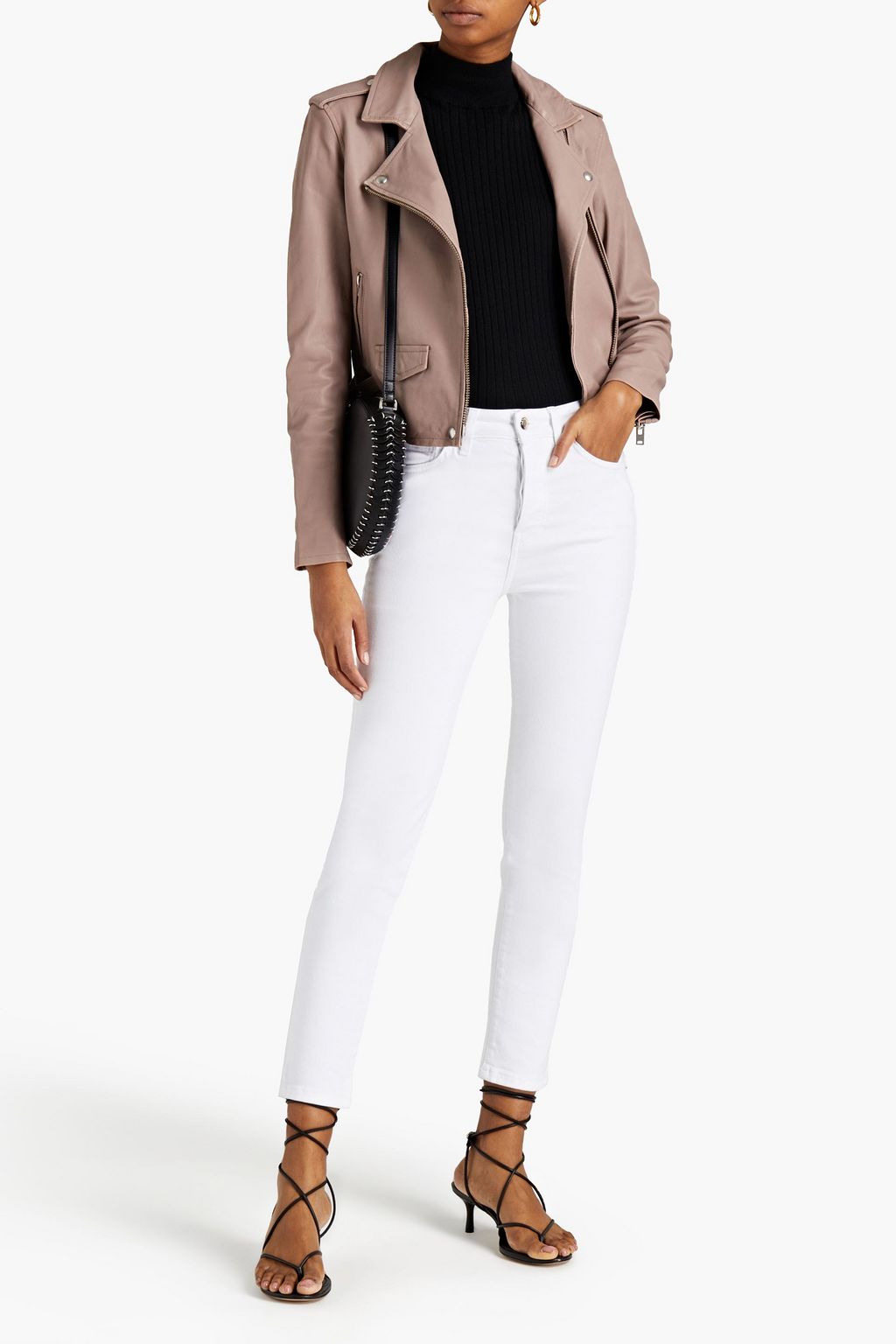 IRO Ashville cropped washed-leather biker jacket