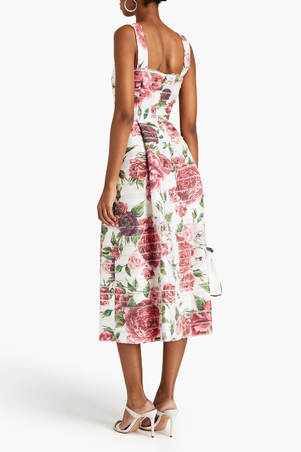DOLCE&GABBANA Pleated floral-print organza midi dress