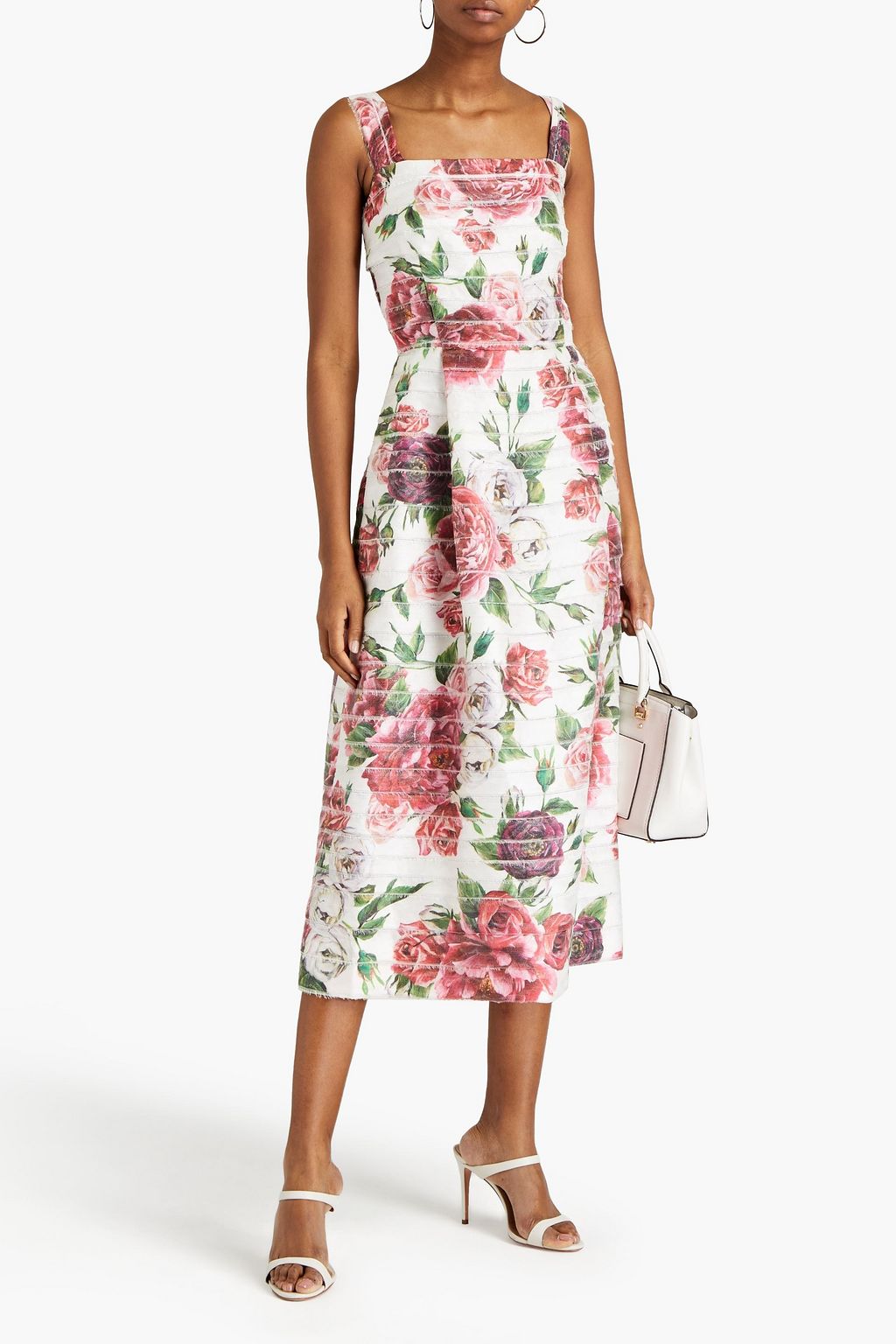 DOLCE&GABBANA Pleated floral-print organza midi dress