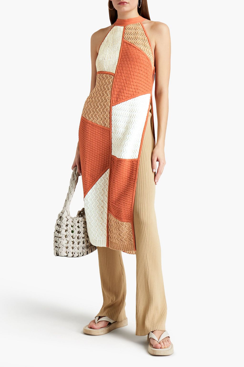 NANUSHKA Patchwork-effect knitted tunic